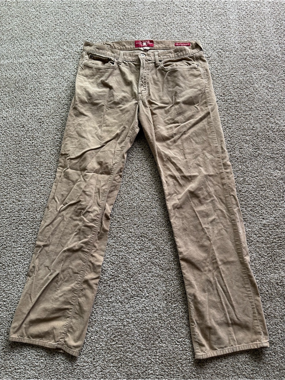Lucky Brand Pants Men's 36x34 Beige 361 Vintage Straight Chino Casual Corduroy - Picture 1 of 10